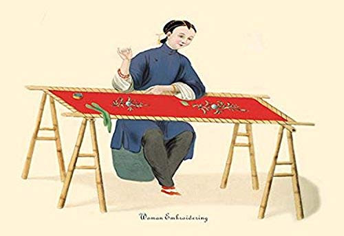 Buyenlarge 0-587-07575-9-P1827 Woman Embroidering Paper Poster, 18" x 27"