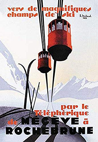 Buyenlarge 0-587-08092-2-P1827 Skiing and Tram Paper Poster, 18" x 27"