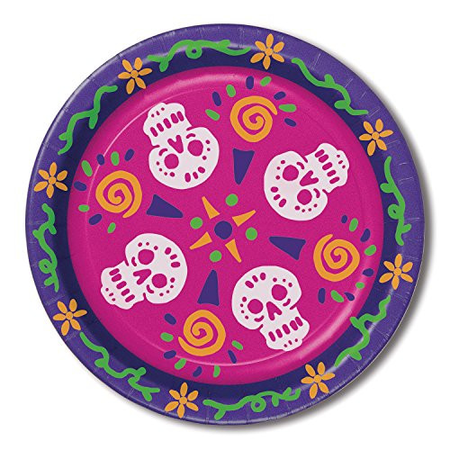 Beistle 00939 8 Piece Day of the Dead Plates, 9"