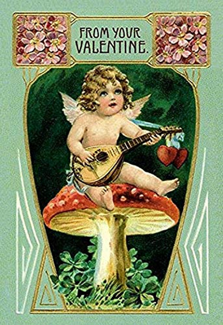 Buyenlarge 0-587-10524-0-P1827 Angel with Mandolin and Mushrooms Paper Poster, 18" x 27"