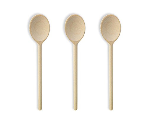 12-Inch Long Handle Wooden Cooking Mixing Oval Spoons, Beechwood (Set of 3)