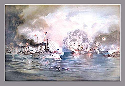 Buyenlarge 0-587-12839-9-P1218 Naval Battle, Manila Paper Poster, 12" x 18"