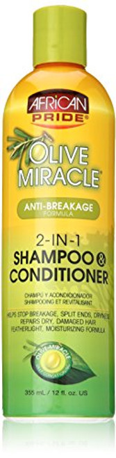 African Pride Olive Miracle 2-in-1 Shampoo and Conditioner, 12 Ounce African Pride Olive Miracle 2-in-1 Shampoo and Conditioner, 12 Ounce