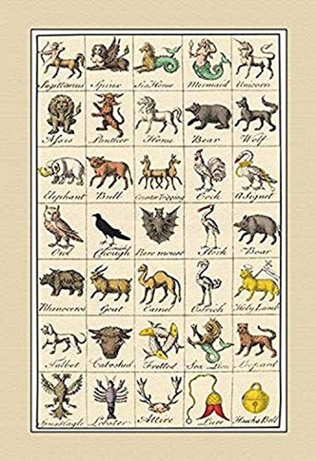 Buyenlarge Heraldic Symbols - Sagittarius, Spinx, et al. - 16" X 24" Fine Art Giclee Print Buyenlarge Heraldic Symbols - Sagittarius, Spinx, et al. - 16" X 24" Fine Art Giclee Print