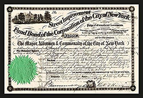 Buyenlarge New York Street Improvement Fund Bond - 8" X 12" Fine Art Giclee Print Buyenlarge New York Street Improvement Fund Bond - 8" X 12" Fine Art Giclee Print