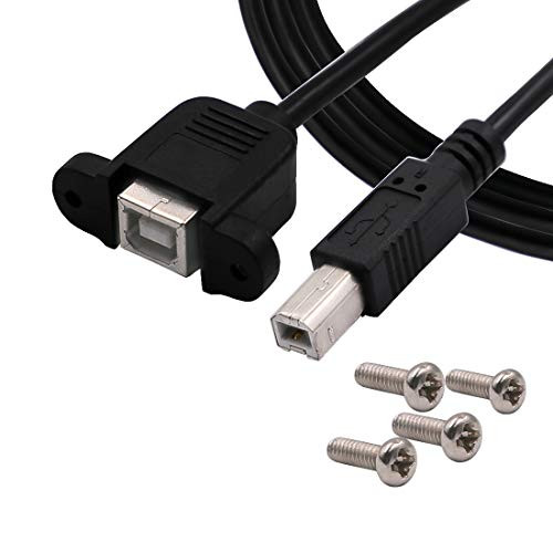 WYMECT Printer Extension Cable USB 2.0 B Type Adapter Male to Female with Screw Panel Mount (1.5ft/50cm)