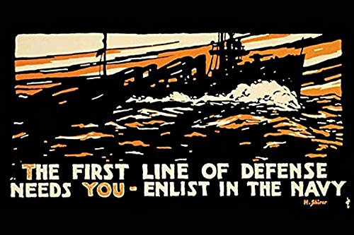 Buyenlarge The First Line of Defense Needs You - Enlist in The Navy - 16" X 24" Fine Art Giclee Print