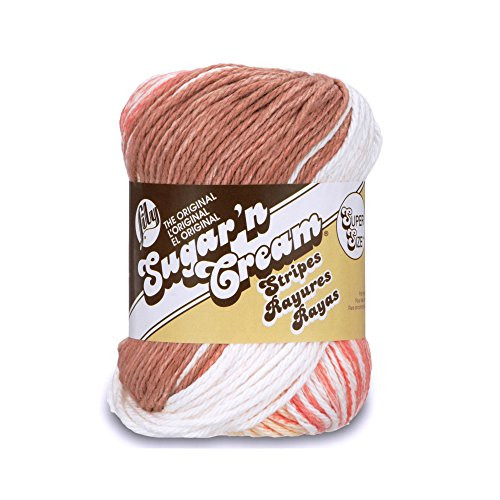 Lily Sugar 'N Cream Super Size Stripes Yarn, 2.5 Ounce, Natural, Single Ball