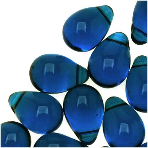 Jablonex Czech Glass Teardrop Beads 9mm Aqua Capri Blue (50)