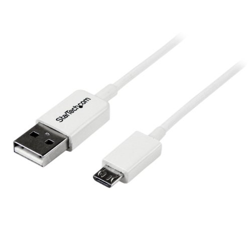 StarTech.com 2m White Micro USB Cable Cord - A to Micro B - Micro USB Charging Data Cable - USB 2.0 - 1x USB A Male, 1x USB Micro B Male