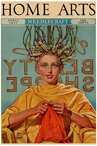 Buyenlarge 0-587-24751-7-G1624 Woman in Curlers Knits Fine Art Giclee Print, 16" x 24"