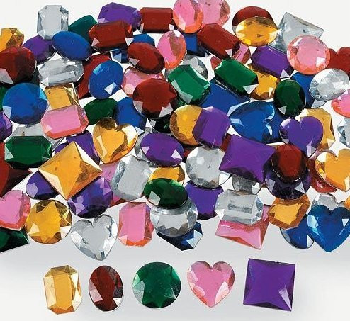 Fun Express - Jumbo 1" Assorted Adhesive Jewels (1-Pack of 100)