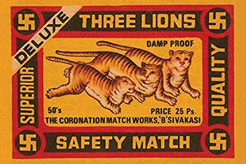 Buyenlarge 0-587-26027-0-P1827 Three Lions Safety Match Paper Poster, 18" x 27"