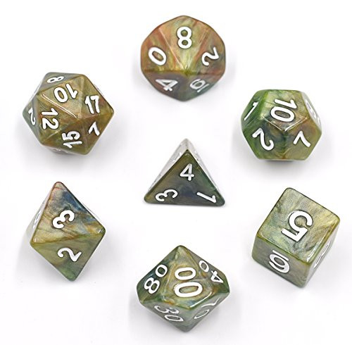 Polyhedral 7-Die Dice Set Colourful Marble DND Dice for Dungeons and Dragons Tabletop Roleyplaying & DND Games
