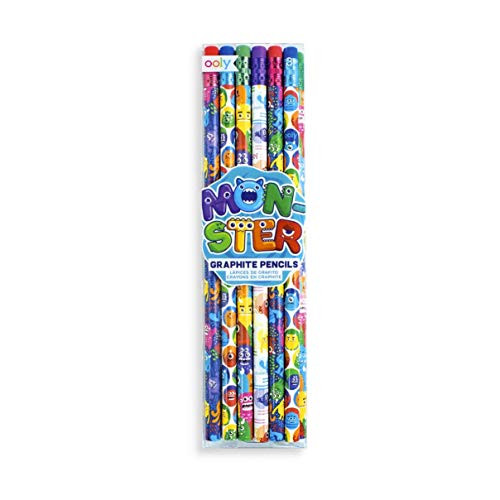 Ooly Sketching and Writing No. 2 Graphite Pencil Set - Monsters - 12 Pencils with Erasers