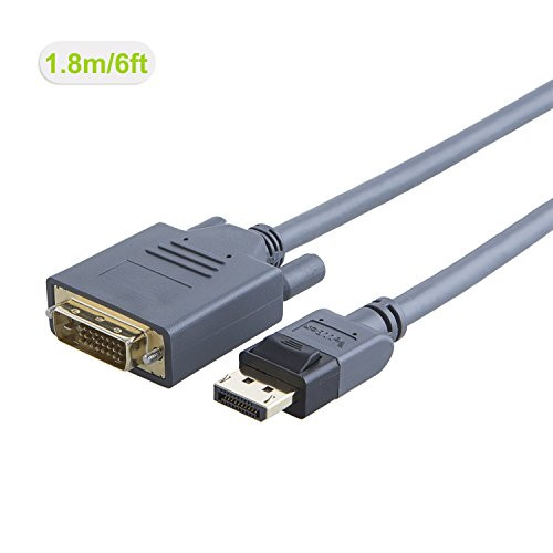 VeLLBox 6Ft DisplayPort to DVI Cable Male/Male, DP to DVI-I, Support Max 1080P, Gold Plated, Grey Color (6ft/1.8M)