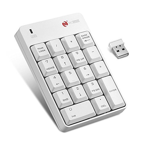 Numeric Keypad, LCstream 18 Keys Wireless USB Number Pad with 2.4G USB Receiver for iMac Macbook Windows Laptop Notebook Desktop PC Computer (White)