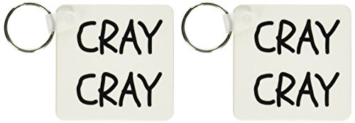 3dRose cray cray, black letters on white background - Key Chains, 2.25 x 4.5 inches, set of 2 (kc_180097_1)