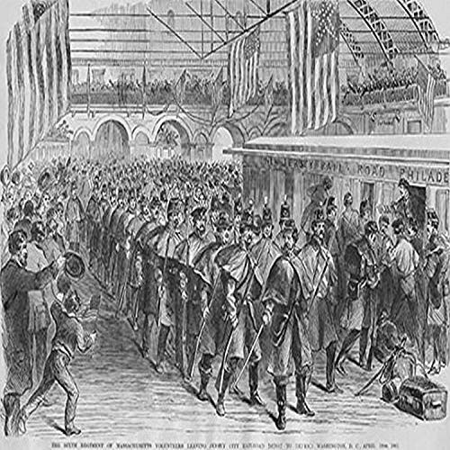 Buyenlarge 0-587-32333-7-G1827 'Massachusetts Volunteers on to Washington' Giclee Fine Art Print, 18" x 27"