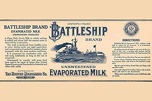 Buyenlarge 0-587-33611-0-G1624 Battleship Brand Unsweetened Evaporated Milk Fine Art Giclee Print, 16" x 24"