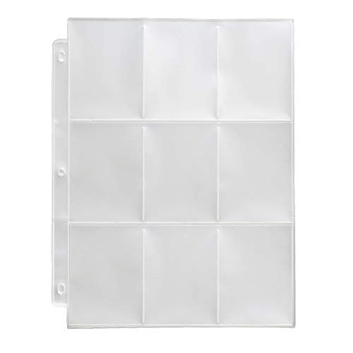 Toupeone 9-Pocket Baseball Card Sleeves for 3 Ring Binder Clear Plastic Trading Card Page Protectors Sheet (30 Pages)