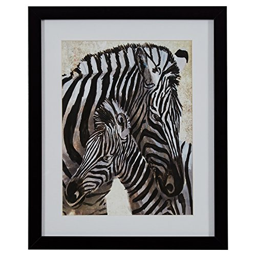 Amazon Brand  Stone & Beam Modern Print Wall Art of Zebras, Black Frame, 13" x 15"