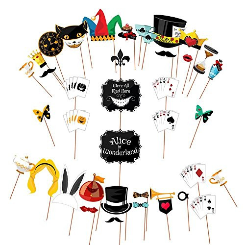 Alice in Wonderland Party Props - Holding Signs For Mad Hatters Tea Party - Huge Pack - Party Supplies