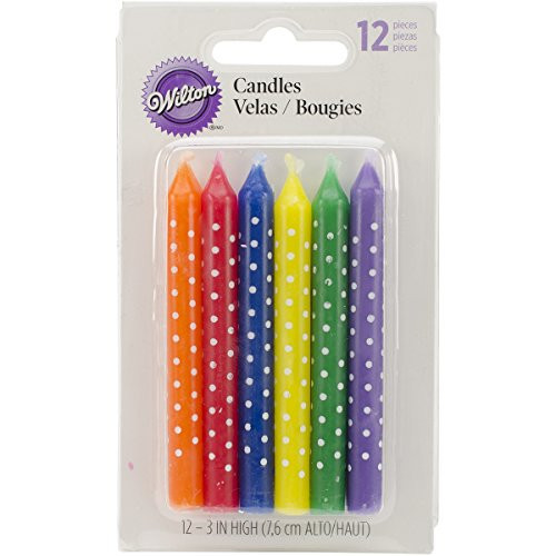 Wilton Candles, Multicolor with White Dots, 12/Pack
