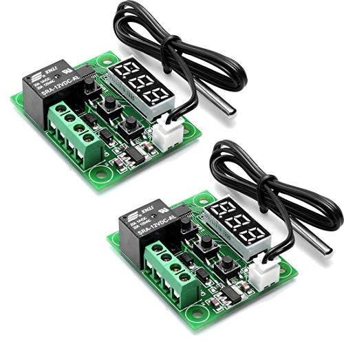 HiLetgo 2pcs W1209 12V DC Digital Temperature Controller Board Micro Digital Thermostat -50-110C Electronic Temperature Temp Control Module Switch wit