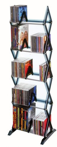 Atlantic Mitsu 5-Tier Media Rack - 130 CD or 90 DVD/BluRay/Games in Clear Smoke Finish, PN64835195