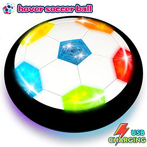 Kids Toys Hover Soccer Ball, Indoor Floating Soccer Rechargeable Air Soccer with Color LED Light and Soft Foam Bumper, Upgrade Training Soccer Toys Gi