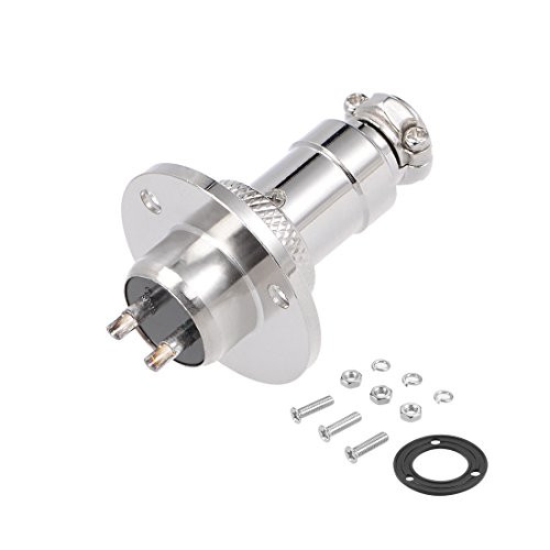 uxcell Aviation Connector, 16mm 2P 4A 250V GX16-8 Waterproof Male Wire Panel Power Chassis Metal Fittings Connector Aviation Silver Tone