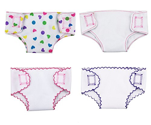 XADP 4 Sets Doll Diapers Doll Underwear Set for 14-18 Inch Baby Dolls ,18" American Girl Doll, and Other Similar Dolls