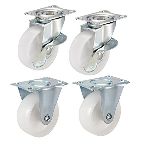 uxcell 3 Inch PP Caster Wheel Top Plate Mounted, 330lb Total Load Capacity, 4 Pcs 2 Pcs Swivel with Brake, 2 Pcs Fixed