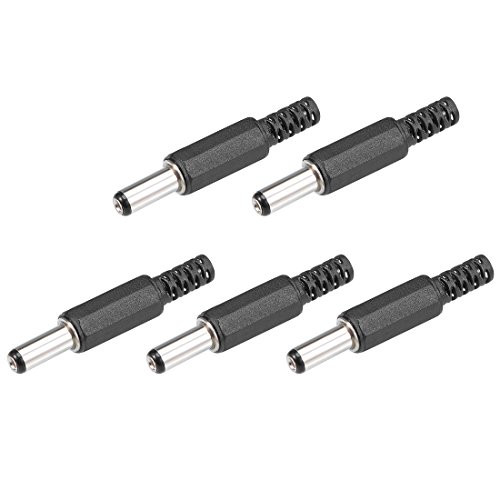 uxcell 5 Pcs 5.5mm x 2.1mm Straight Male DC Power Jack Solder Connector Adapter