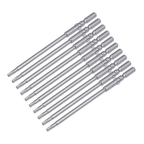 uxcell 10 Pcs 100mm Long 5mm Dia Round Shank T10 Magnetic Torx Security Screwdriver Bits