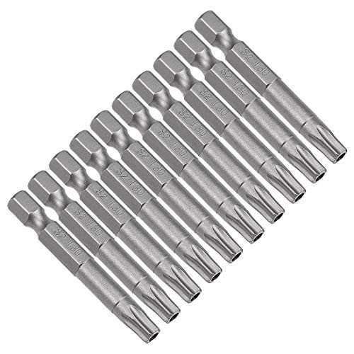 uxcell 10 Pcs 1/4 inches Hex Shank T30 Magnetic Security Torx Screwdriver Bits 50mm Length