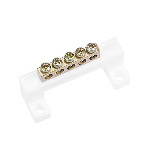 uxcell 5 Positions Copper Screw Terminal Block Barrier Strip Connector Single Row High Bridge Design for Electrical Distribution 2 Pcs