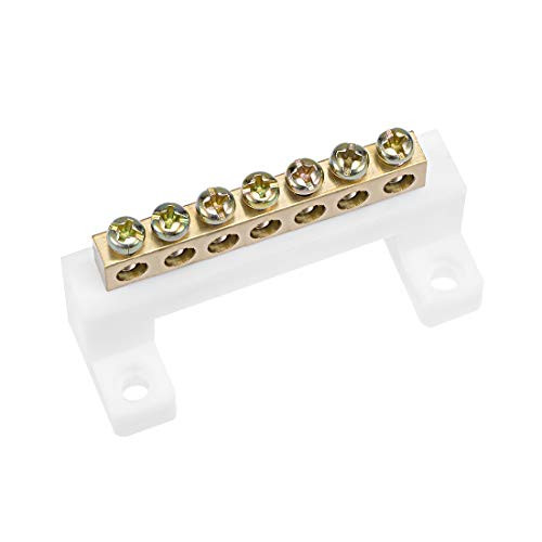uxcell Copper Screw Terminal Block Barrier Strip Connector Single Row High Bridge Design for Electrical Distribution 7 Positions 5 Pcs