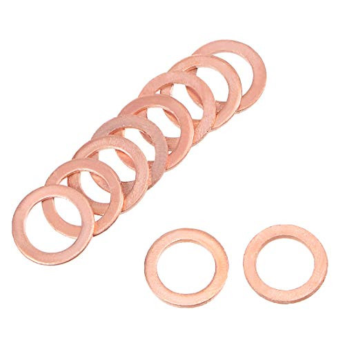 uxcell 30Pcs 8mm x 12mm x 1mm Copper Flat Washer for Screw Bolt