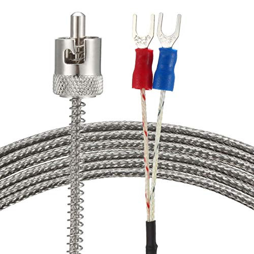 uxcell K Type Thermocouple 5x21mm Temperature Sensor Probe(0 to 400C), 3.3ft 2 Wire Temperature Controller