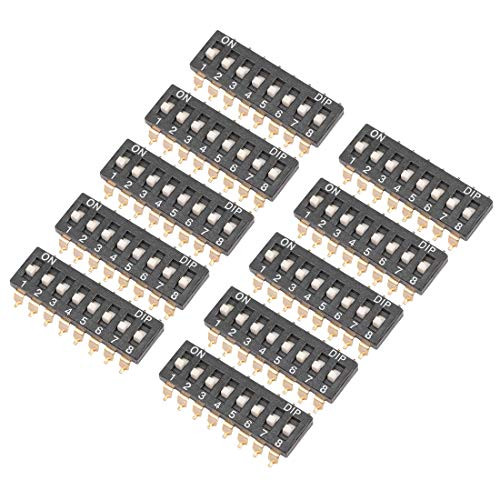 uxcell 10 Pcs Black SMD DIP Switch 1-8 Positions 2.54mm Pitch for Circuit Breadboards PCB