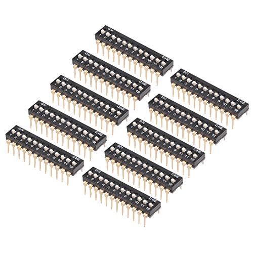 uxcell 10 Pcs Black DIP Switch 1-12 Positions 2.54mm Pitch for Circuit Breadboards PCB