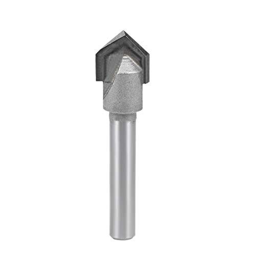 uxcell 90 Degree V-Groove Router Bit 1/2" Dia with 1/4" Shank, Carbide Tipped V Grooving Bit
