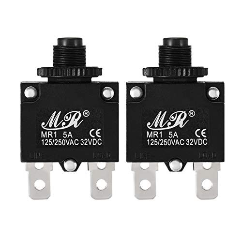 uxcell 2Pcs Thermal Overload Protector AC 125/250V 5A Push Button Reset Circuit Breaker