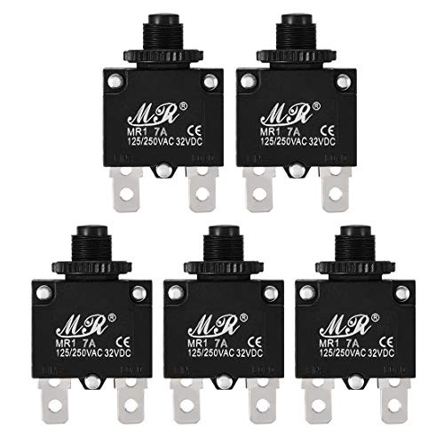 uxcell 5Pcs Thermal Overload Protector AC 125/250V 7A Push Button Reset Circuit Breaker