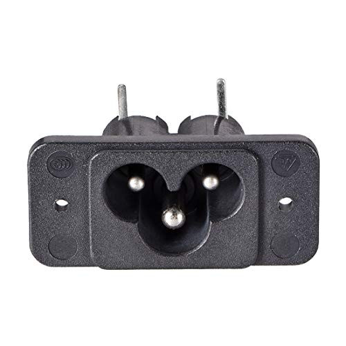 uxcell C6 Panel Mount Plug Adapter AC 250V 2.5A/5A 3 Pins IEC Inlet Module Plug Power Connector Socket Right Angle 10pcs