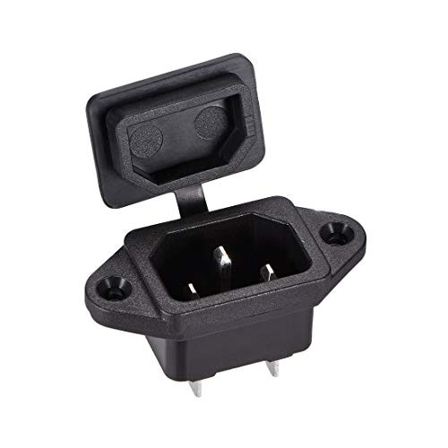 uxcell C14 Panel Mount Plug Adapter AC 250V 10A 3 Pins IEC Inlet Module Plug Power Connector Socket with Cover