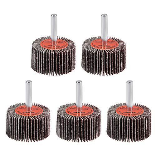 uxcell 1.6-inch Flap Wheel 80 Grits 1/4-inch Shank Sanding Disc Abrasive Wheel 5 Pcs