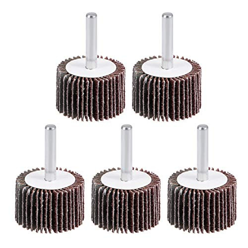 uxcell 1.4-inch Flap Wheel 80 Grits 1/4-inch Shank Sanding Disc Abrasive Wheel 5 Pcs